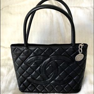 Chanel Medallion Quilted Caviar Leather Black Tote